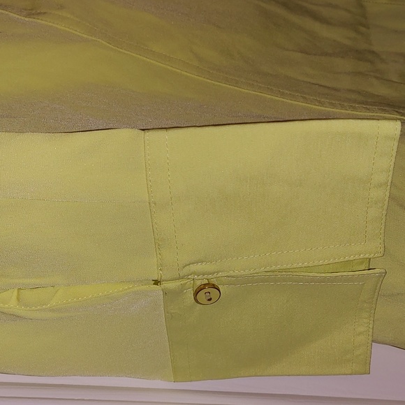 Vintage Sheer V-Neck Chiffon Button-Down Women's Blouse Size XL Bold Lemon-Lime - Picture 4 of 7